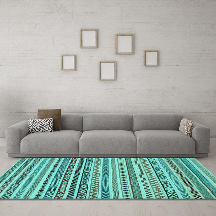 Machine Washable Abstract Light Blue Modern Rug in a Living Room, wshabs2188lblu