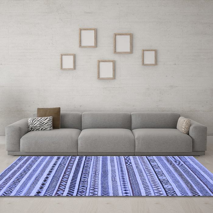 Machine Washable Abstract Blue Modern Rug in a Living Room, wshabs2188blu