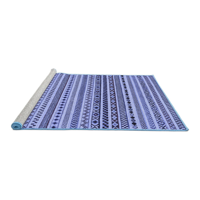 Sideview of Machine Washable Abstract Blue Modern Rug, wshabs2188blu