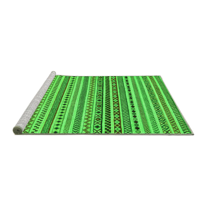 Sideview of Machine Washable Abstract Green Modern Area Rugs, wshabs2188grn