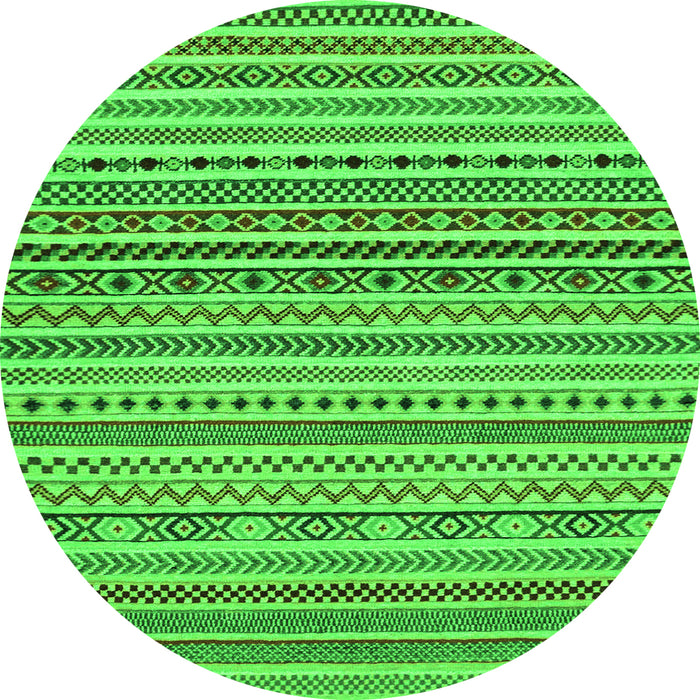 Round Machine Washable Abstract Green Modern Area Rugs, wshabs2188grn