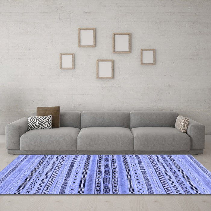 Machine Washable Abstract Blue Modern Rug in a Living Room, wshabs2189blu