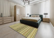 Abstract Metallic Gold Modern Rug in a Bedroom, abs2189