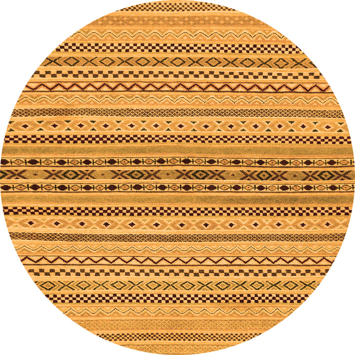 Round Machine Washable Abstract Orange Modern Area Rugs, wshabs2189org