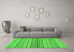 Machine Washable Abstract Green Modern Area Rugs in a Living Room,, wshabs2189grn