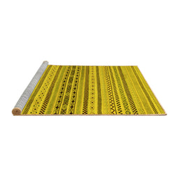 Sideview of Machine Washable Abstract Yellow Modern Rug, wshabs2189yw