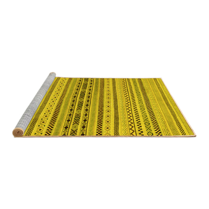 Sideview of Machine Washable Abstract Yellow Modern Rug, wshabs2189yw
