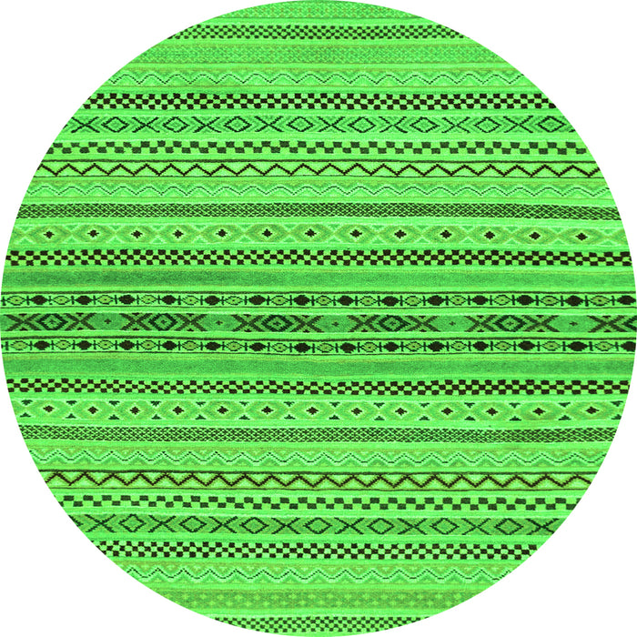 Round Machine Washable Abstract Green Modern Area Rugs, wshabs2189grn