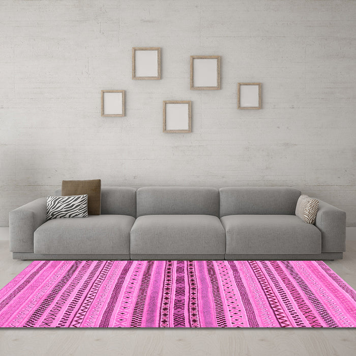 Machine Washable Abstract Pink Modern Rug in a Living Room, wshabs2189pnk