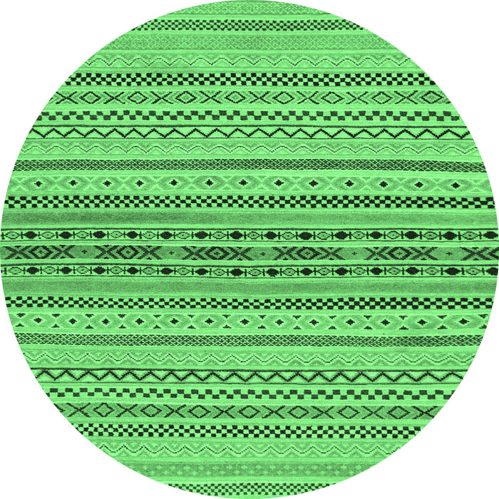 Round Machine Washable Abstract Emerald Green Modern Area Rugs, wshabs2189emgrn