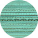 Round Machine Washable Abstract Light Blue Modern Rug, wshabs2189lblu