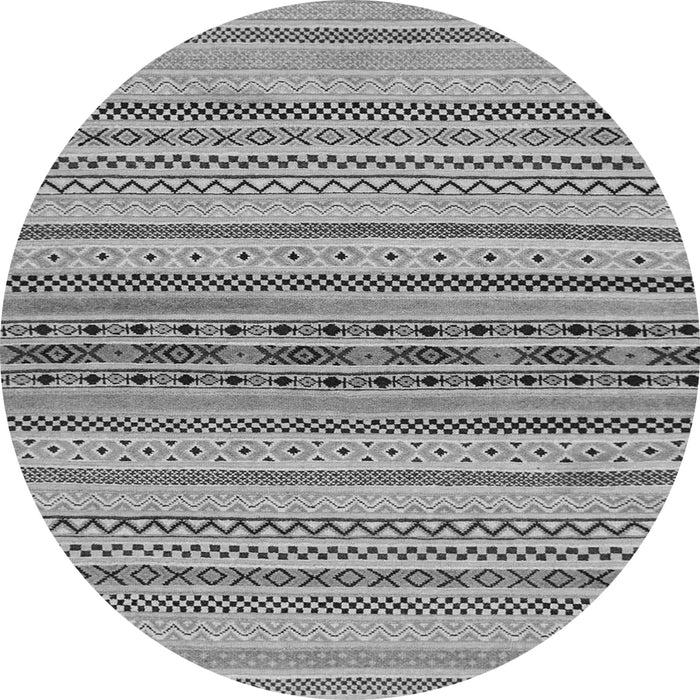 Round Machine Washable Abstract Gray Modern Rug, wshabs2189gry