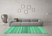 Machine Washable Abstract Turquoise Modern Area Rugs in a Living Room,, wshabs2189turq