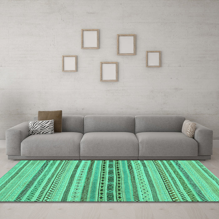 Machine Washable Abstract Turquoise Modern Area Rugs in a Living Room,, wshabs2189turq