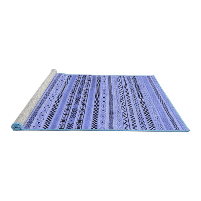 Sideview of Machine Washable Abstract Blue Modern Rug, wshabs2189blu