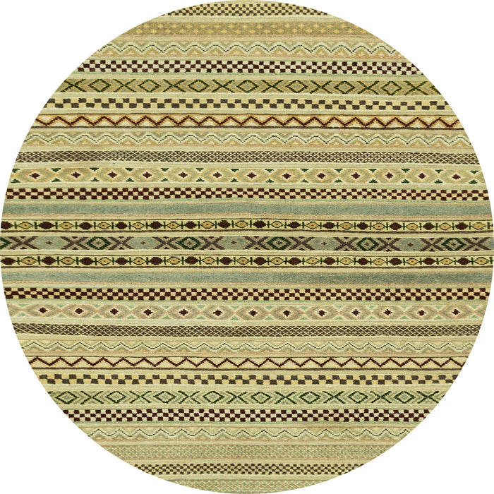 Round Machine Washable Abstract Metallic Gold Rug, wshabs2189