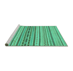 Sideview of Machine Washable Abstract Turquoise Modern Area Rugs, wshabs2189turq