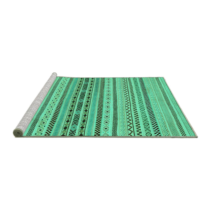 Sideview of Machine Washable Abstract Turquoise Modern Area Rugs, wshabs2189turq