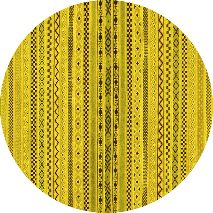 Round Abstract Yellow Modern Rug, abs2189yw
