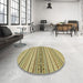 Round Abstract Metallic Gold Modern Rug in a Office, abs2189