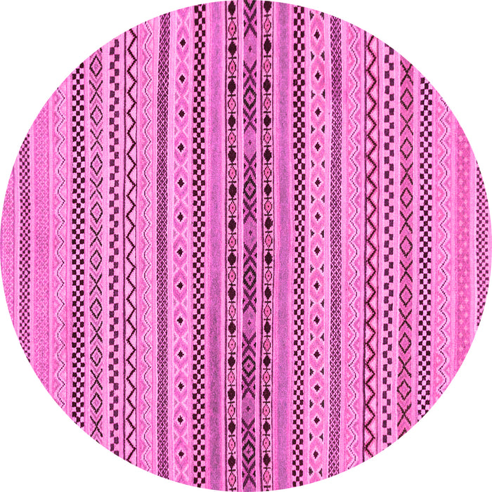 Round Machine Washable Abstract Pink Modern Rug, wshabs2189pnk