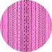 Round Machine Washable Abstract Pink Modern Rug, wshabs2189pnk