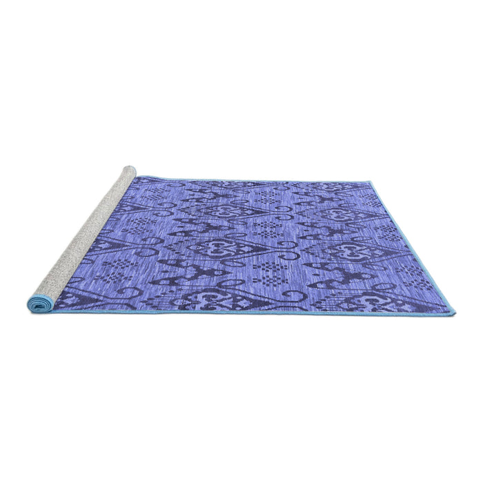 Sideview of Machine Washable Abstract Blue Modern Rug, wshabs218blu