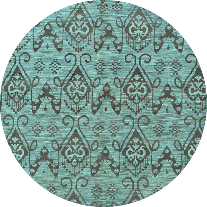 Round Abstract Light Blue Modern Rug, abs218lblu
