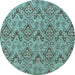 Round Abstract Light Blue Modern Rug, abs218lblu