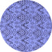 Round Abstract Blue Modern Rug, abs218blu