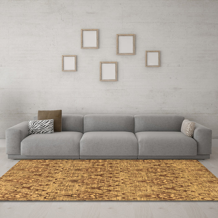 Machine Washable Abstract Brown Modern Rug in a Living Room,, wshabs218brn