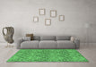 Machine Washable Abstract Emerald Green Modern Area Rugs in a Living Room,, wshabs218emgrn