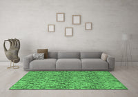 Machine Washable Abstract Emerald Green Modern Rug, wshabs218emgrn