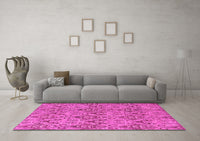 Machine Washable Abstract Pink Modern Rug, wshabs218pnk