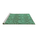 Sideview of Machine Washable Abstract Turquoise Modern Area Rugs, wshabs218turq