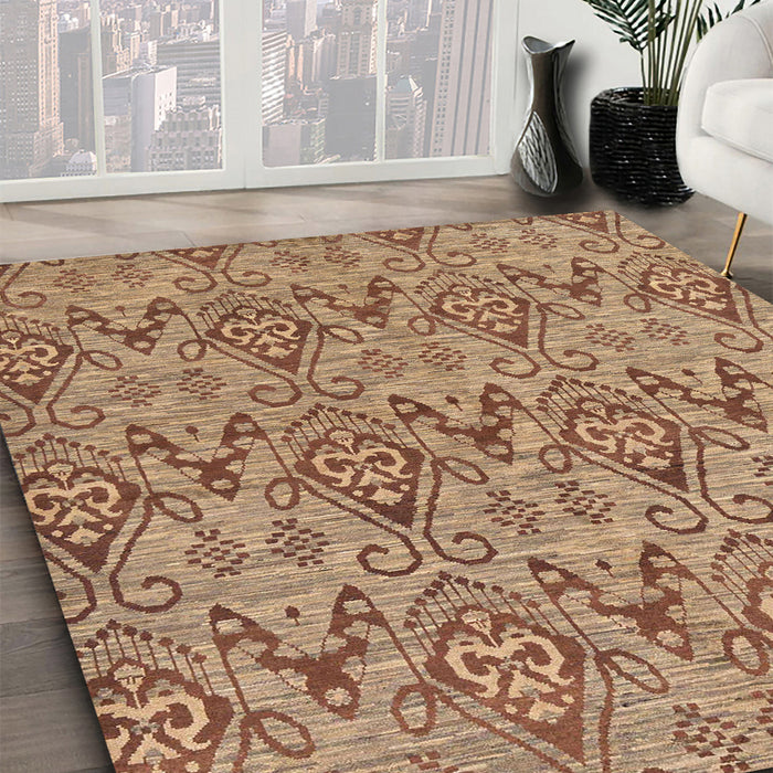 Abstract Red Modern Rug in Family Room, abs218