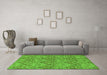 Machine Washable Abstract Green Modern Area Rugs in a Living Room,, wshabs218grn