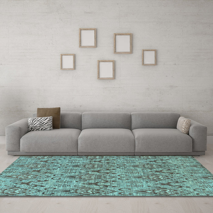 Machine Washable Abstract Light Blue Modern Rug in a Living Room, wshabs218lblu