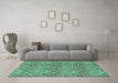 Machine Washable Abstract Turquoise Modern Area Rugs in a Living Room,, wshabs218turq