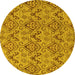 Round Abstract Yellow Modern Rug, abs218yw