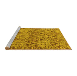 Sideview of Machine Washable Abstract Yellow Modern Rug, wshabs218yw
