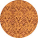 Round Machine Washable Abstract Orange Modern Area Rugs, wshabs218org