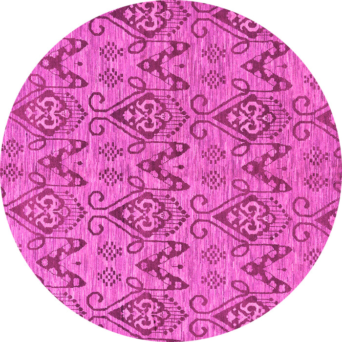 Round Machine Washable Abstract Pink Modern Rug, wshabs218pnk