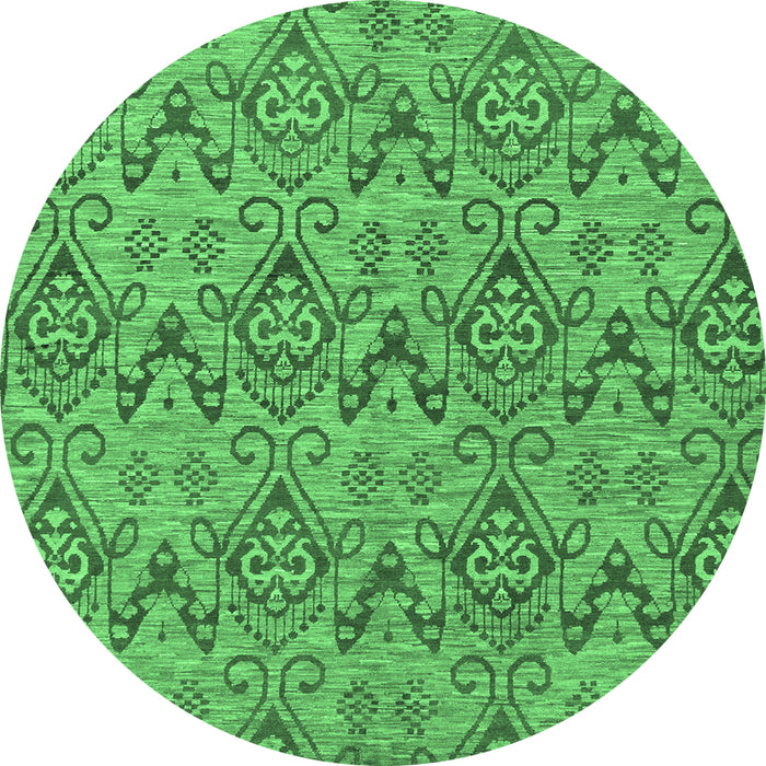 Round Abstract Emerald Green Modern Rug, abs218emgrn