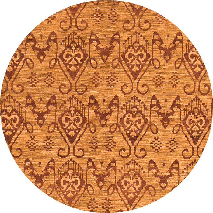 Round Abstract Orange Modern Rug, abs218org