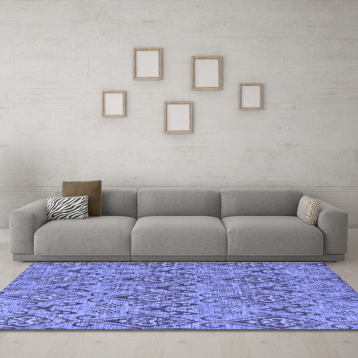 Machine Washable Abstract Blue Modern Rug in a Living Room, wshabs218blu