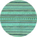 Round Machine Washable Abstract Light Blue Modern Rug, wshabs2190lblu