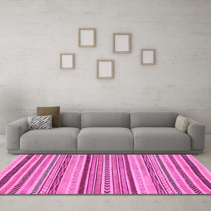 Machine Washable Abstract Pink Modern Rug in a Living Room, wshabs2190pnk