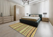 Abstract Light Brown Modern Rug in a Bedroom, abs2190