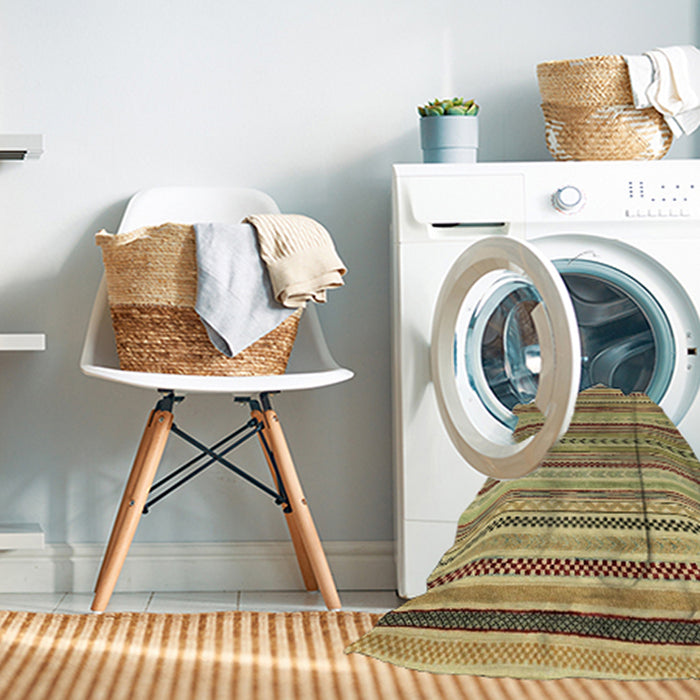 Machine Washable Abstract Light Brown Rug in a Washing Machine, wshabs2190